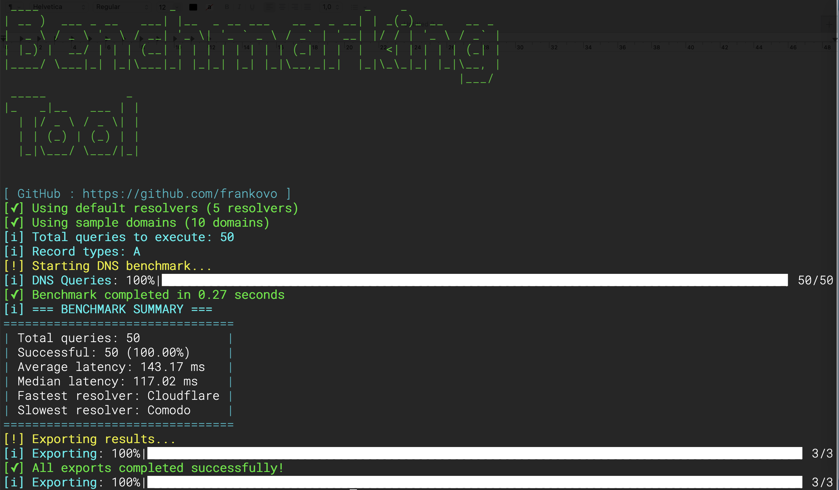 CLI run screenshot
